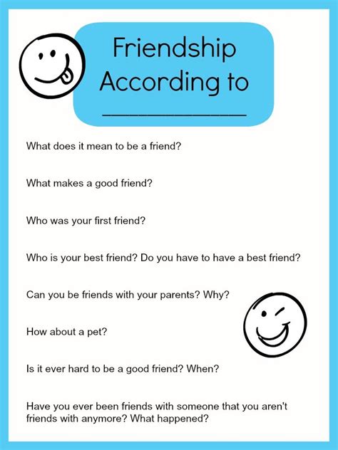 Friendship According to Kids Printable Interview | Friendship lessons