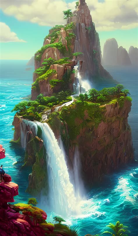 Artstation Fantasy Island Waterfall