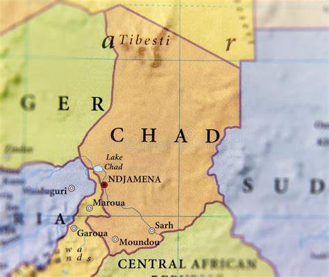 Carte Géographique De Pays Du Tchad Avec Les Villes Importantes Photo Stock Image Du état
