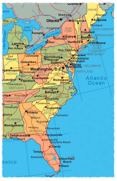 East Coast Usa Wall Map Ubicaciondepersonascdmxgobmx