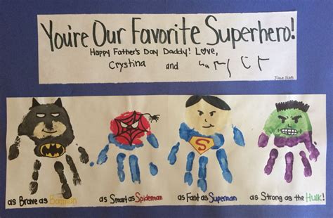 Our favorite father's day crafts for kids. Father's Day gift, superhero handprints: "You're our ...