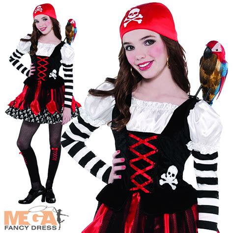 Girls Pirate Crossbone Cutie Halloween Fancy Dress Kids Costume Ages 3