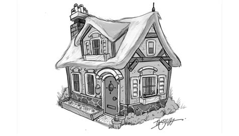 Isaac Orloff Illustration Cottage Sketch