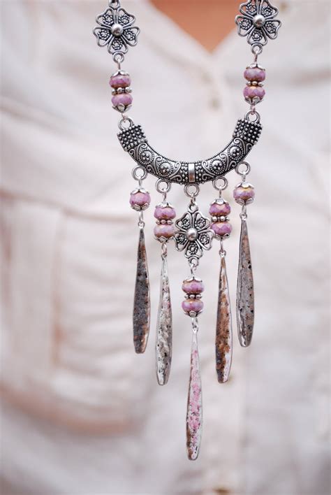 Rustic Necklace Bohemian Jewellery Boho Silver Jewelry