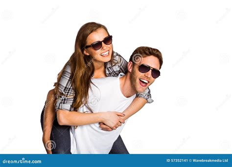 Smiling Young Man Carrying Woman Stock Image Image Of Closeness Half