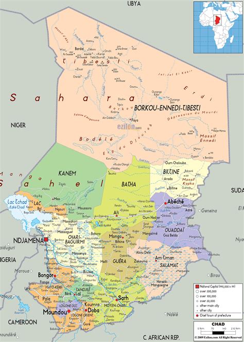 Detailed Political Map Of Chad Ezilon Maps