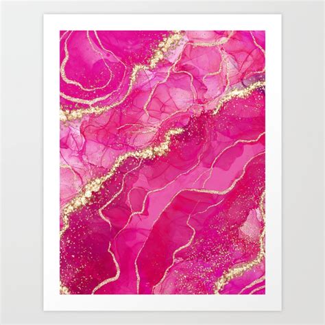 Pink Glamour Marble With Gold Glitter Texture Art Print By Better Home