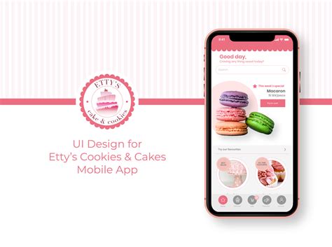 Mobile interface flat color filled line set of. UI Design - Etty's Cake & Cookies Mobile App