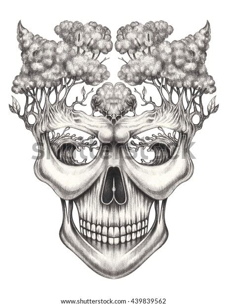 Art Skull Surrealhand Pencil Drawing On Stock Illustration 439839562