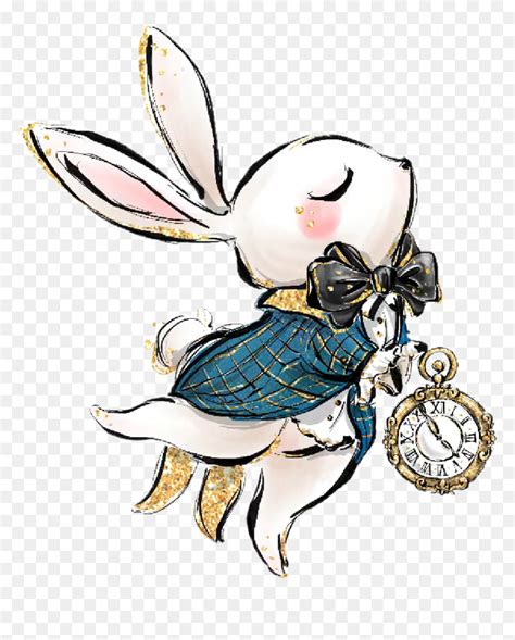 Watercolor Bunny Rabbit Whiterabbit Alice Wonderland Hd Png