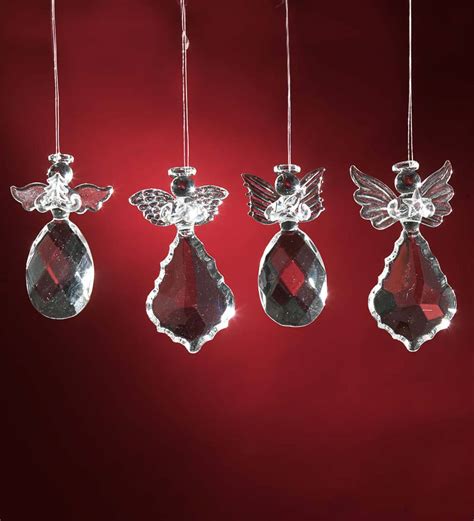 Glass Angel Ornaments Set Of 4 Plowhearth