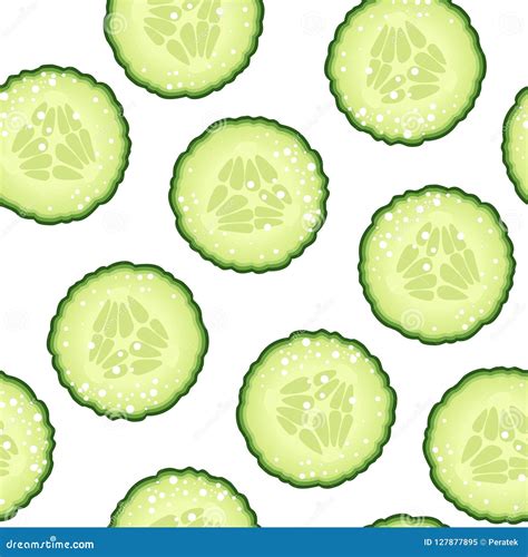 Slices Of Cucumber Vector Seamless Pattern Stock Vector Illustration