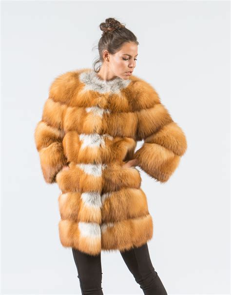 Canadian Red Fox Fur Jacket 100 Real Fur Coats