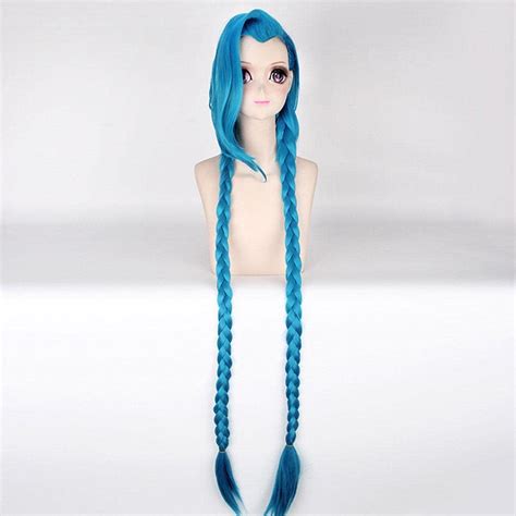 waitlover cosplay lol league of legends jinx cos wig 120cm 46 8 inches jinx blue loose cannon