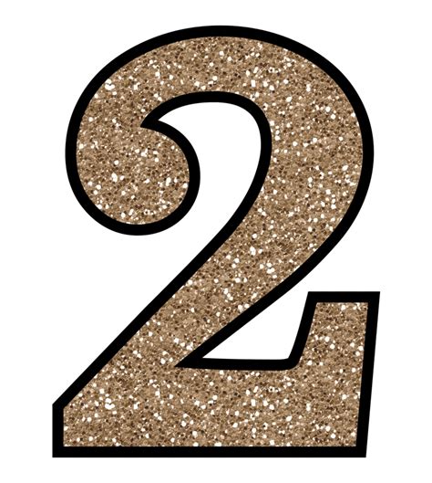 Zahl Nummer Number 2 Numbers Printable Birthday Banner Gold Glitter