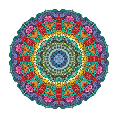 Intricate Colorful Mandala Pattern Design Stock Vector Illustration