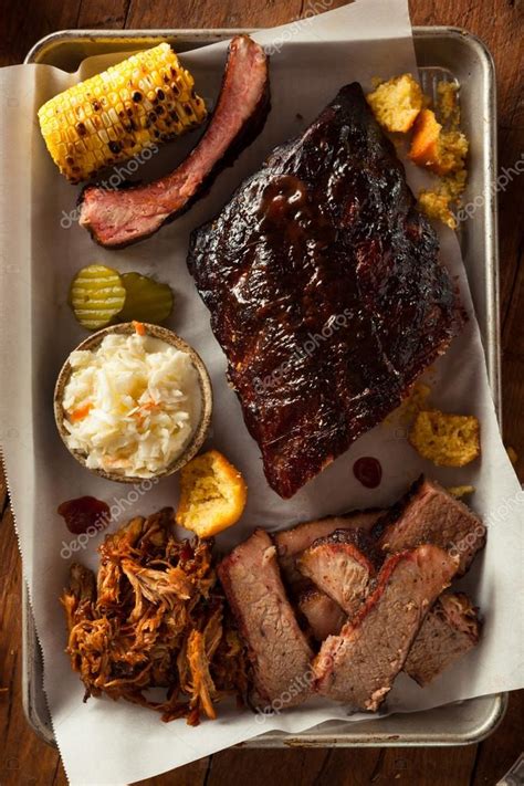 Barbecue Smoked Brisket And Ribs Platter — Stock Photo © Bhofack2 75294545