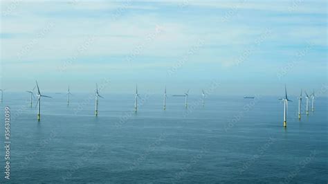 Aerial Ws Offshore Wind Turbines Ijmuiden Noord Holland The