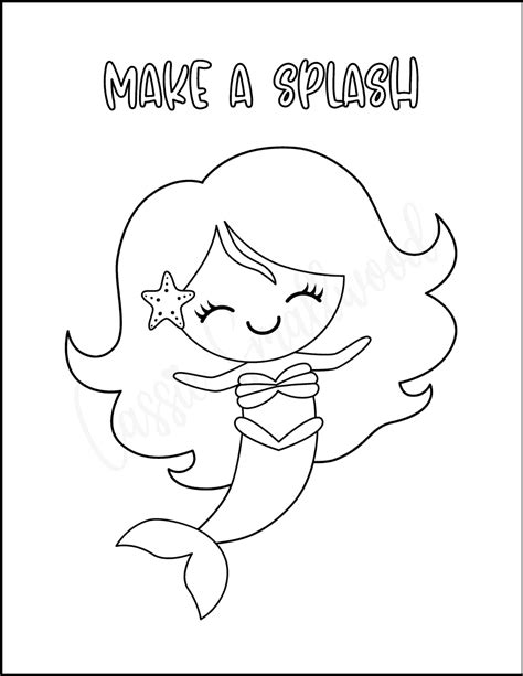 Cute Mermaid Coloring Pages For Kids Cassie Smallwood