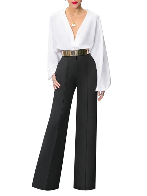 women elegant long sleeve v neck high waist belted suit ratecuteonline high waisted pants
