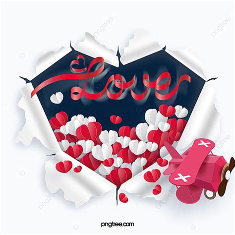 Romantic Valentines Day Love Paper Airplane Balloon Valentines Day