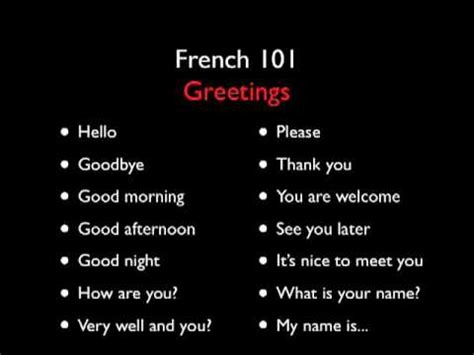 Learn French with French 101 - Greetings - Level One - YouTube