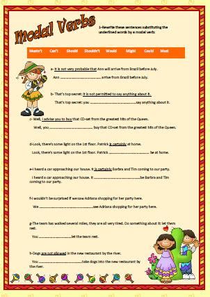 Free online tutorial focusing on modal verbs and modal like expressions with interactive modal verb exercises. Modal Verbs Worksheet II
