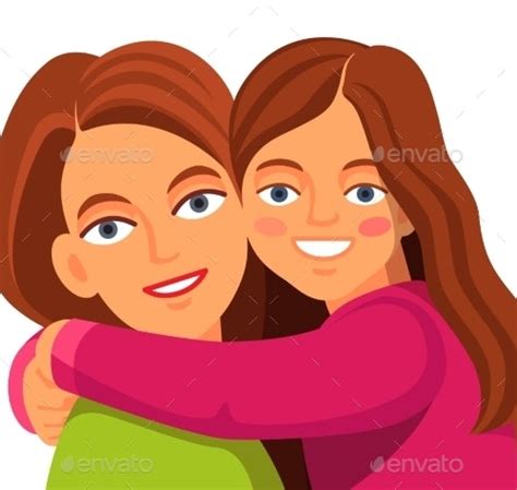 Mother Daughter Hugging And Smiling By Iconicbestiary Graphicriver