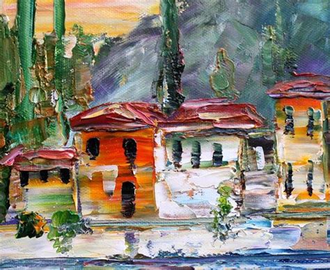 Original Oil Painting Lake Como Italy Landscape By Karensfineart