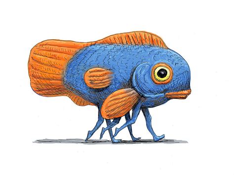 Fish With 6 Legs By Paolo Uberti Fish Drawings Leg Art Surreal Artwork