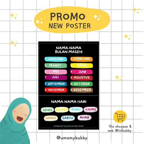 Jual Poster Nama Bulan Masehi And Nama Hari Indonesiashopee Indonesia