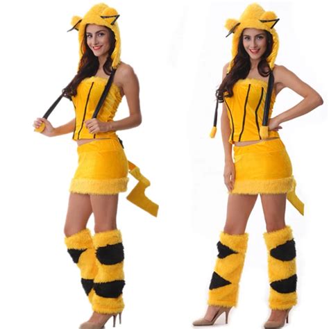 2016 New Listing Pikachu Adult Costumes Pikachu Women Costume Sexy Pikachu Costume In Sexy