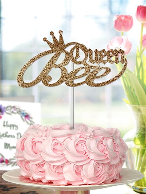 queen bee glitter card cake topper