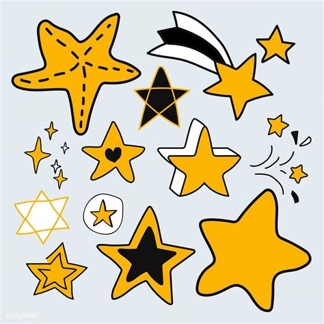 Hand Drawn Yellow Star Vectors Collection Free Image By