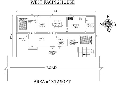 West Facing House Plan As Per Vastu Shastra Cadbull