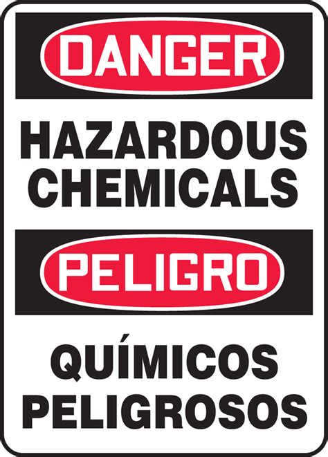 Hazardous Chemicals Osha Danger Bilingual Safety Sign
