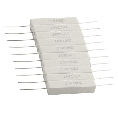 Ruiling 10 Pack Cement Resistors 10w 10ohm 5 Horizontal Ceramic