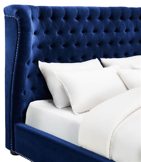 Finley Blue Velvet Queen Platform Bed B32 Tov Furniture