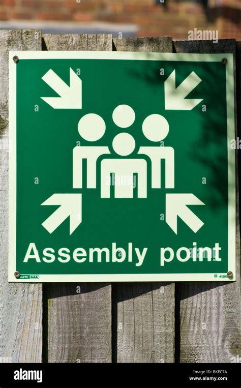 Green And White Assembly Point Sign Stock Photo Alamy