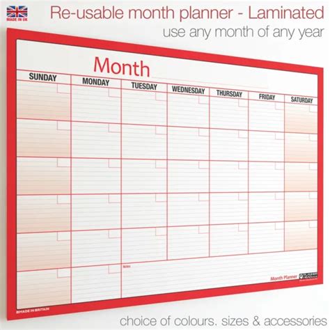 Month Planner Laminated Extra Large Wall Chart Weekly Monthly To Do