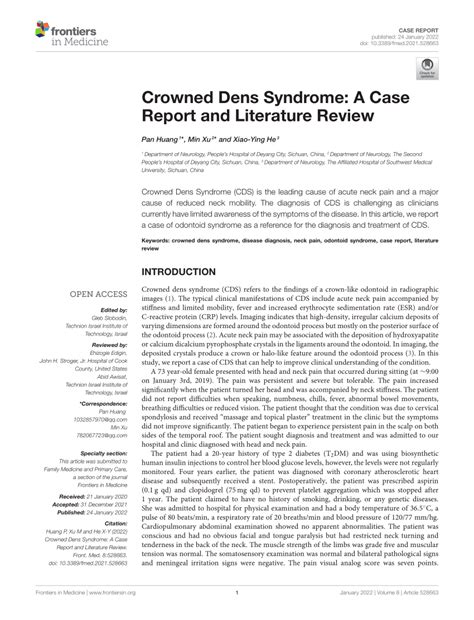 Pdf Crowned Dens Syndrome A Case Report And Literature Review