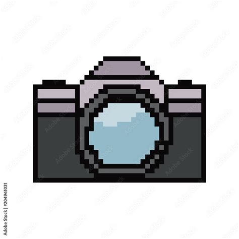 Pixel Art Camera Vector 8 Bit Game Web Icon Isolated On White