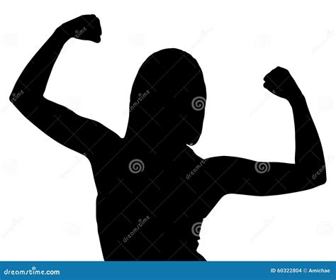 Silhouette Of Female Bodybuilder Flexing Stock Vector Illustration Of