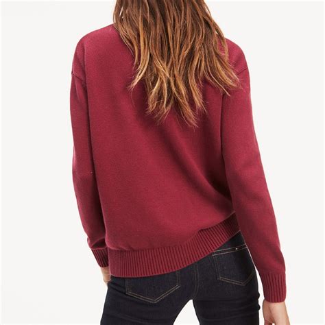 Pull pour femme de marque tommy hilfiger taille xl matière 65% coton 35% nylon article déjà. Pull Tommy Hilfiger Jeans pour femme en coton bordeaux