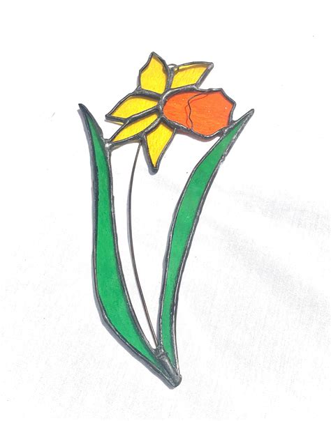 Stained Glass Daffodil Suncatcher Etsy