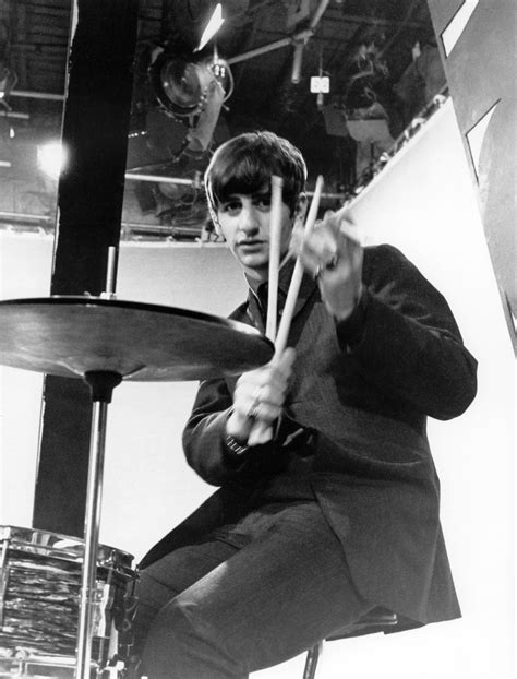 Ringo Starr With The Beatles Posed Holding Drum Sticks At Alpha Television Studios Aston