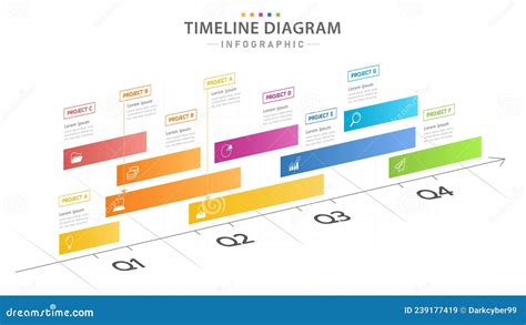 Infographic Monthly Modern Timeline Gantt Chart With Progress Bar Stock
