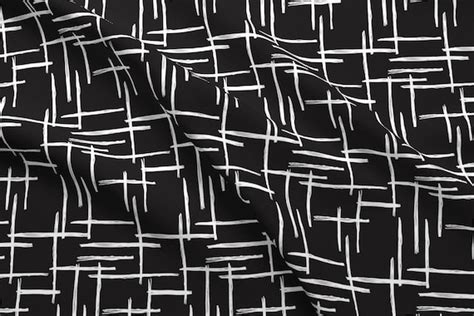 Black And White Abstract Fabric Geometric Black And White Etsy