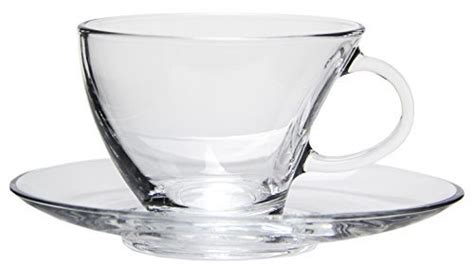 Modern Kitchen Clear Glass Tea Cups With Matching Saucers Set Of 6