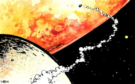 Wallpaper Calvin And Hobbes Bill Watterson Watercolor Space